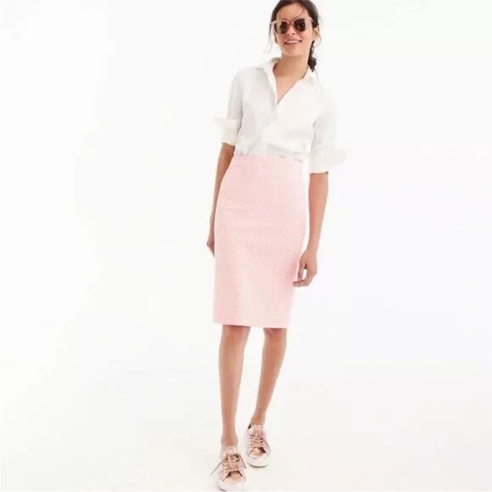 “J. CREW” No. 2 Gingham Seersucker Pencil Skirt